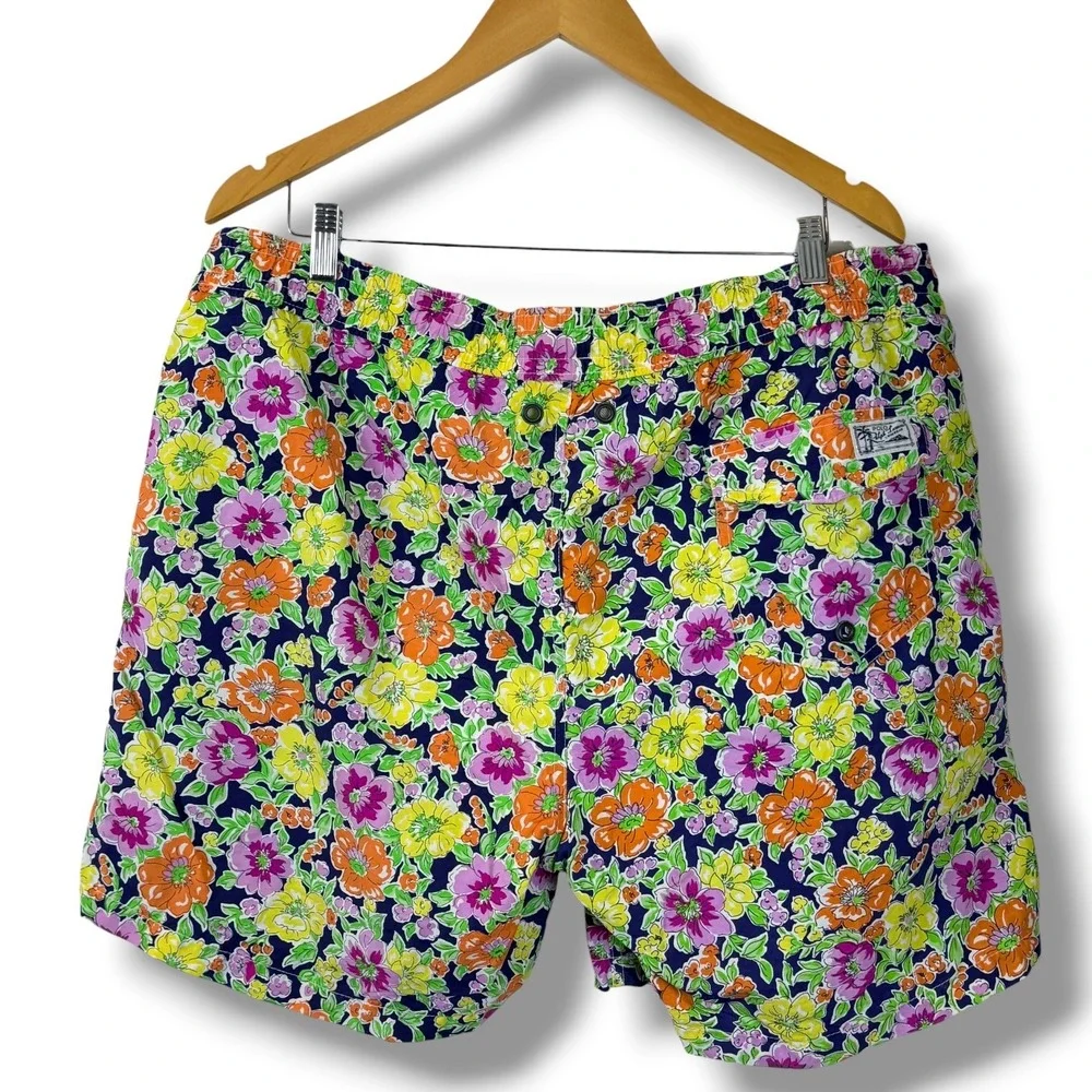 Polo Ralph Lauren Swim Trunks Men XL Multicolor Floral Drawstring Mesh Lining‎